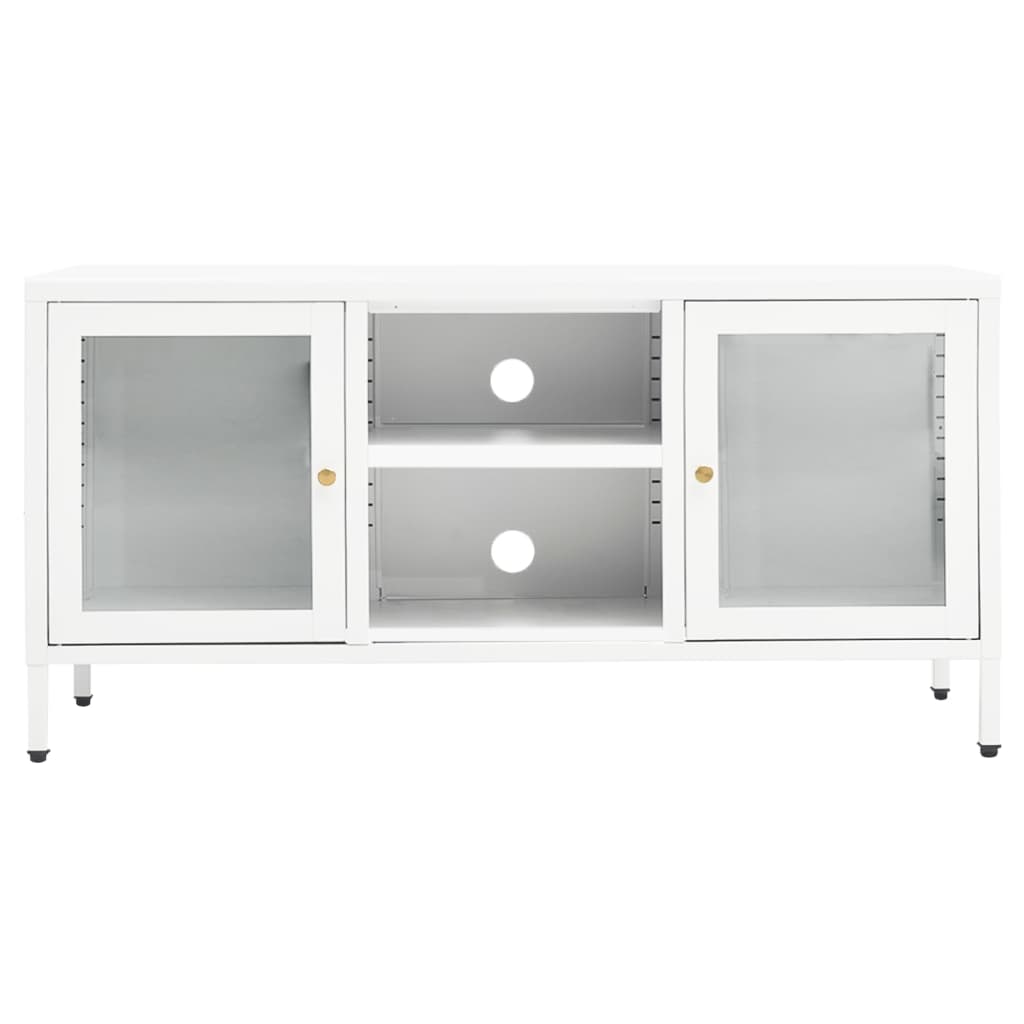 TV ormarić bijeli 105 x 35 x 52 cm od čelika i stakla