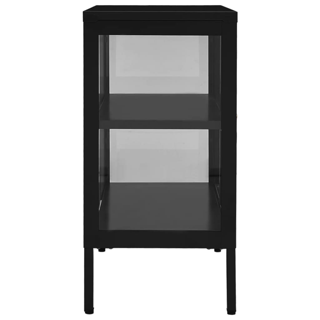 Komoda crna 70 x 35 x 70 cm od čelika i stakla