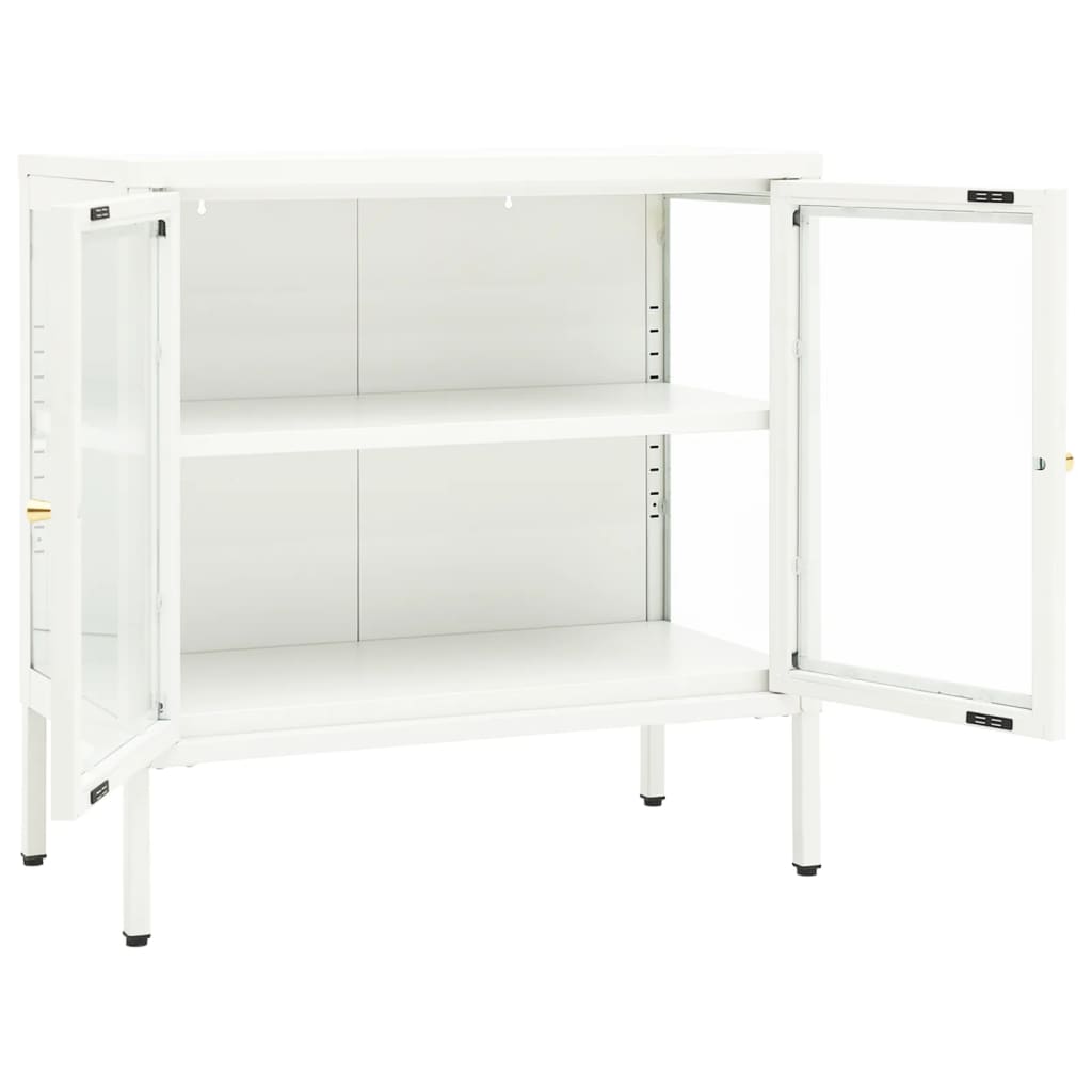 Komoda bijela 70 x 35 x 70 cm od čelika i stakla