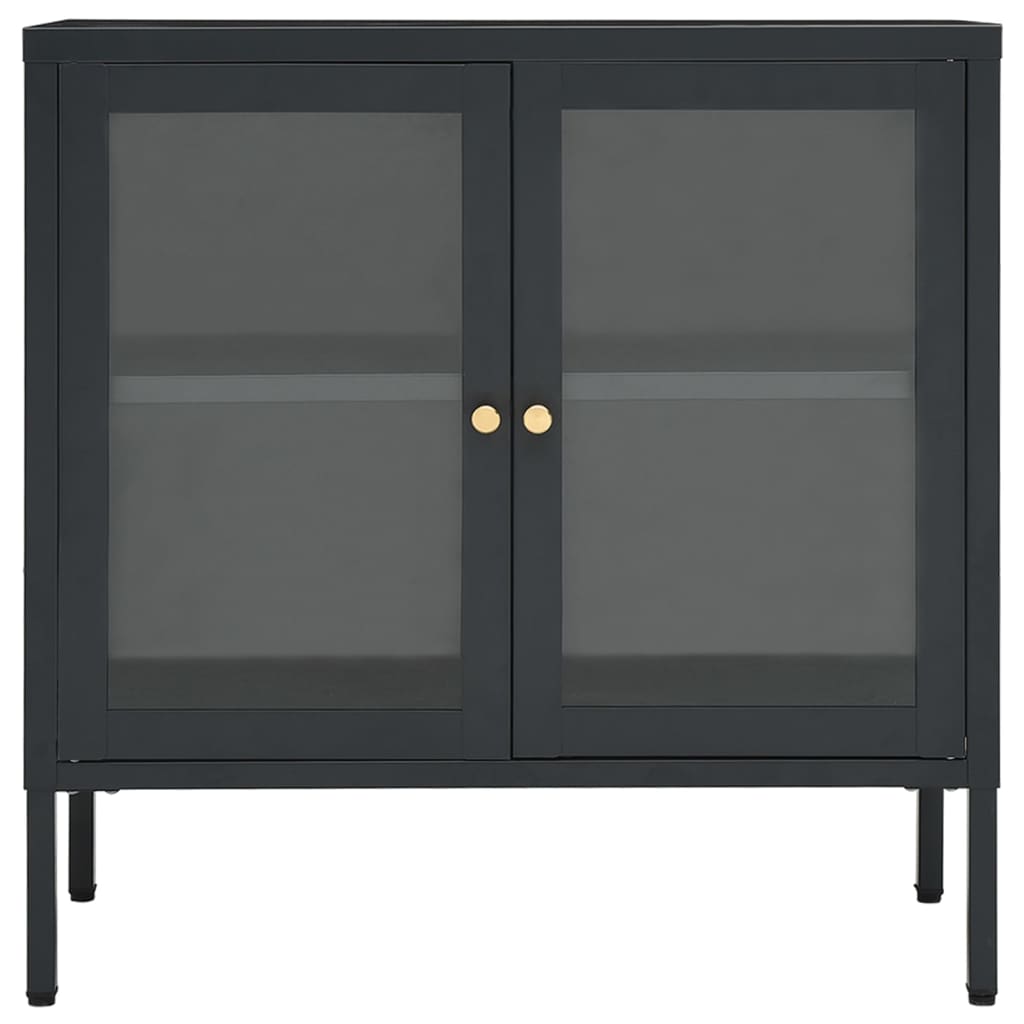 Komoda antracit 70 x 35 x 70 cm od čelika i stakla