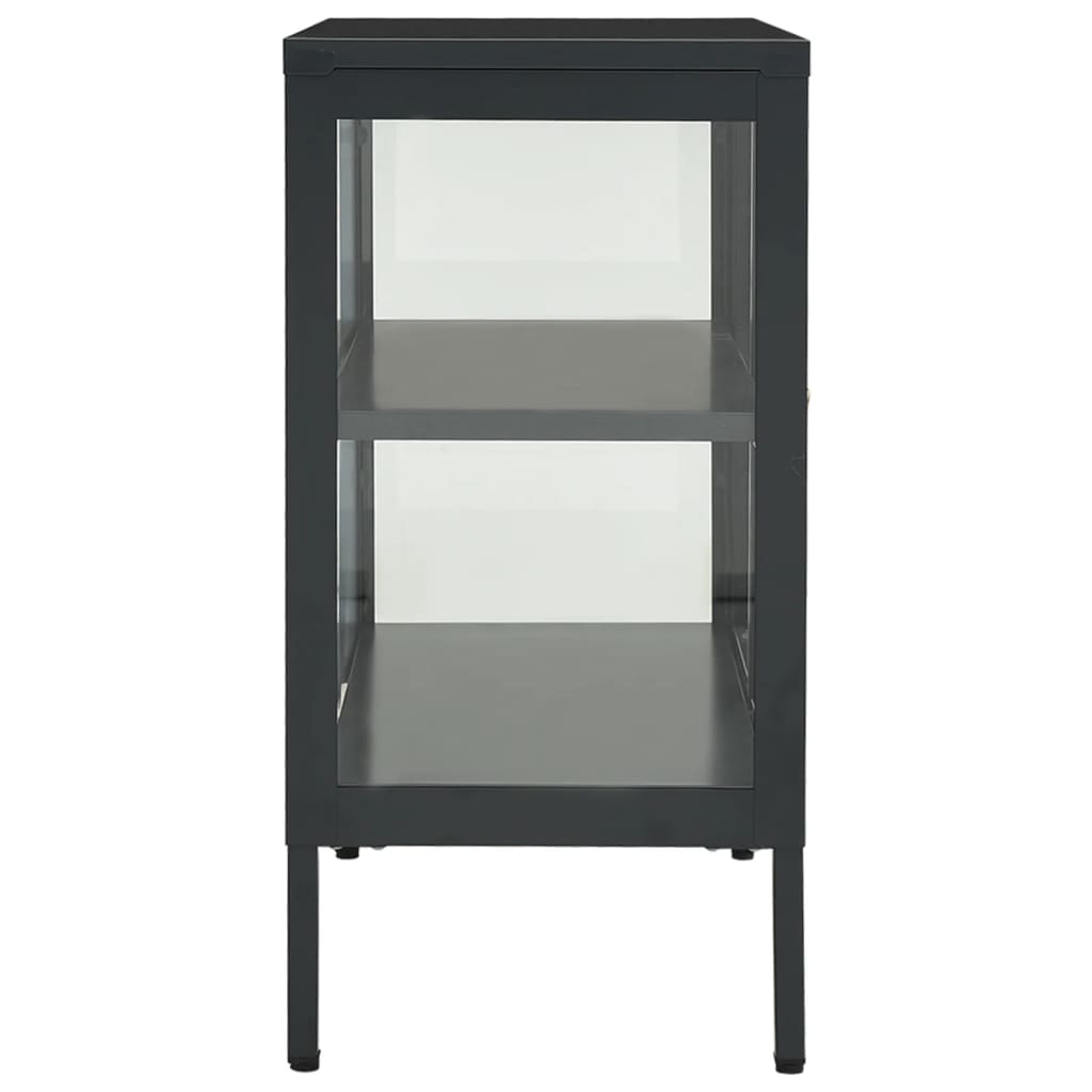 Komoda antracit 70 x 35 x 70 cm od čelika i stakla