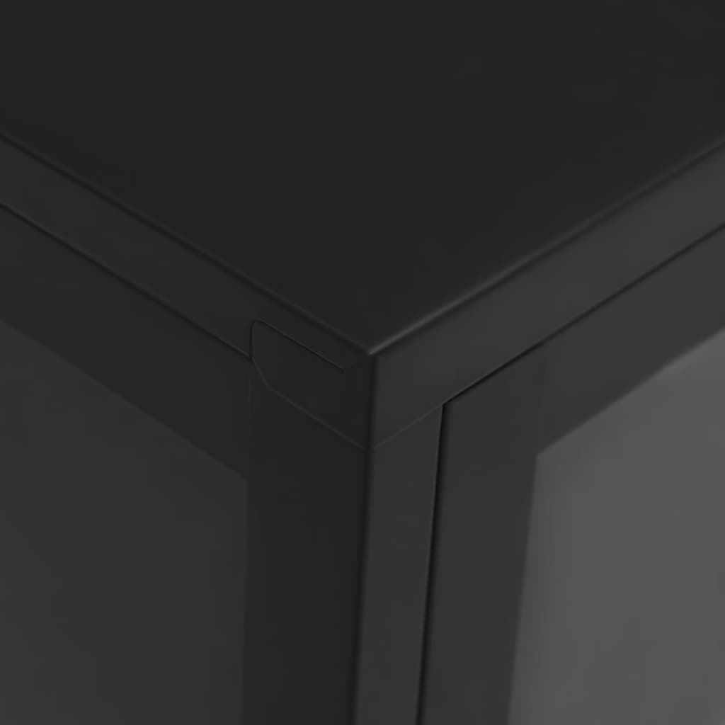 Komoda crna 105 x 35 x 70 cm od čelika i stakla