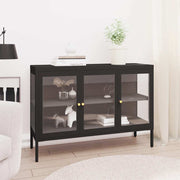 Komoda crna 105 x 35 x 70 cm od čelika i stakla