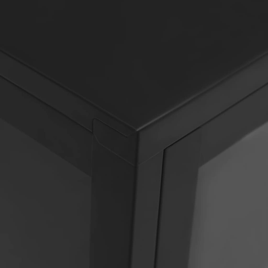 Komoda crna 75 x 35 x 105 cm od čelika i stakla