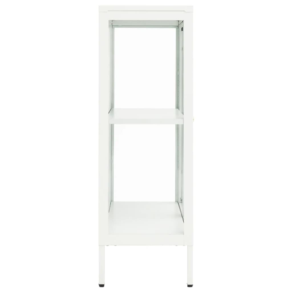 Komoda bijela 75 x 35 x 105 cm od čelika i stakla