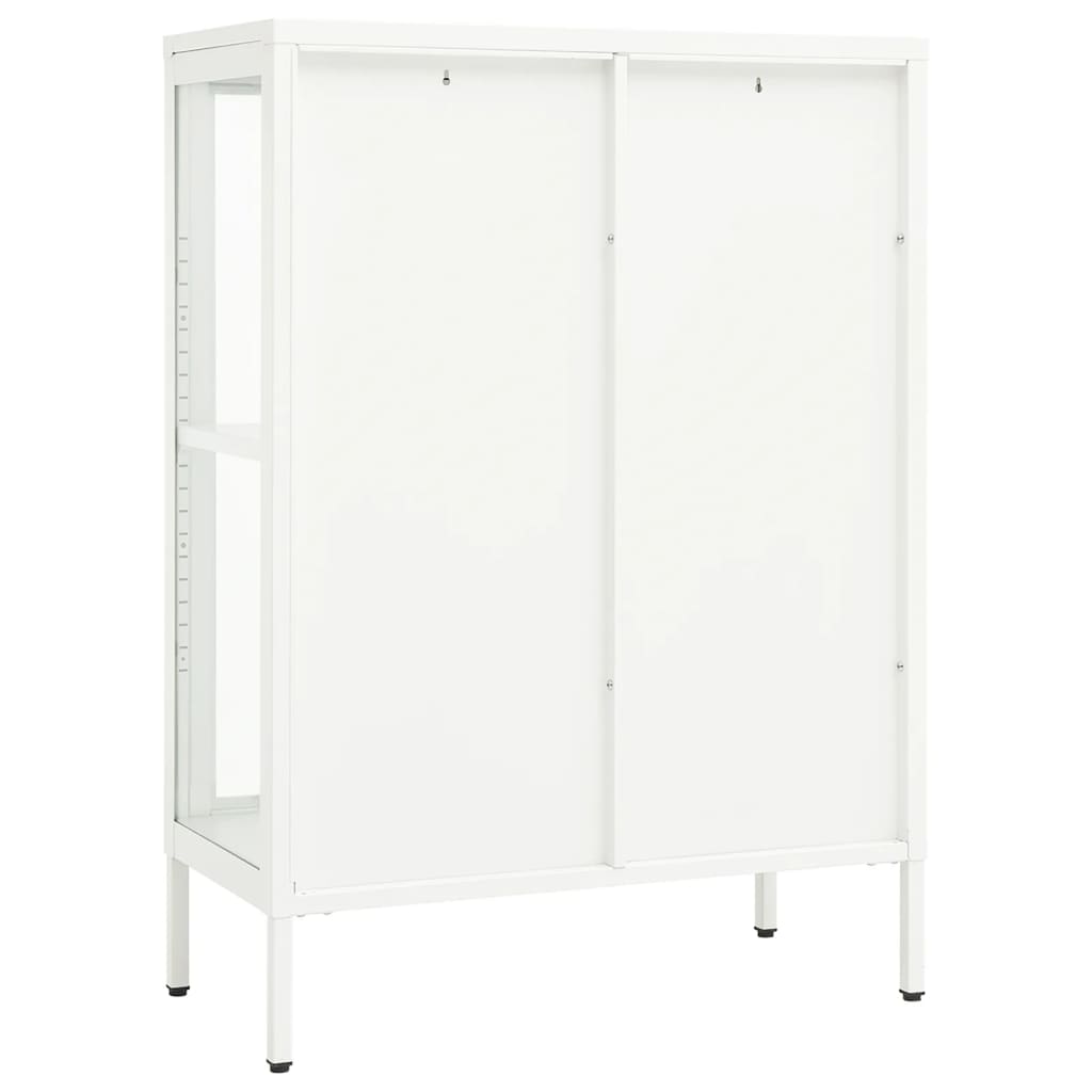 Komoda bijela 75 x 35 x 105 cm od čelika i stakla