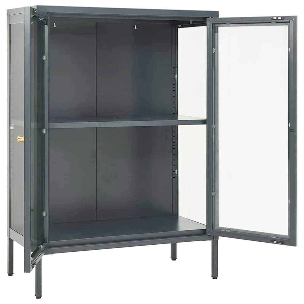 Komoda antracit 75 x 35 x 105 cm od čelika i stakla
