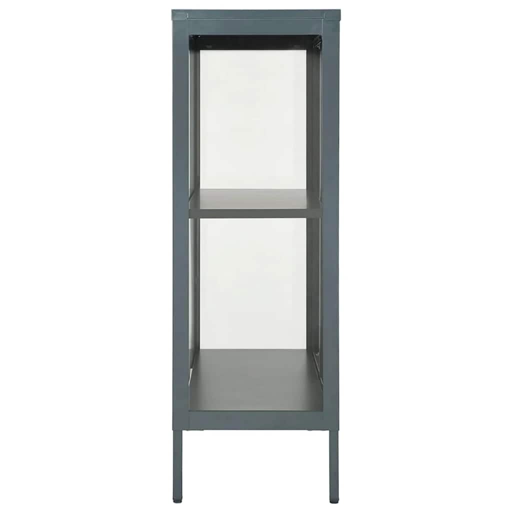 Komoda antracit 75 x 35 x 105 cm od čelika i stakla