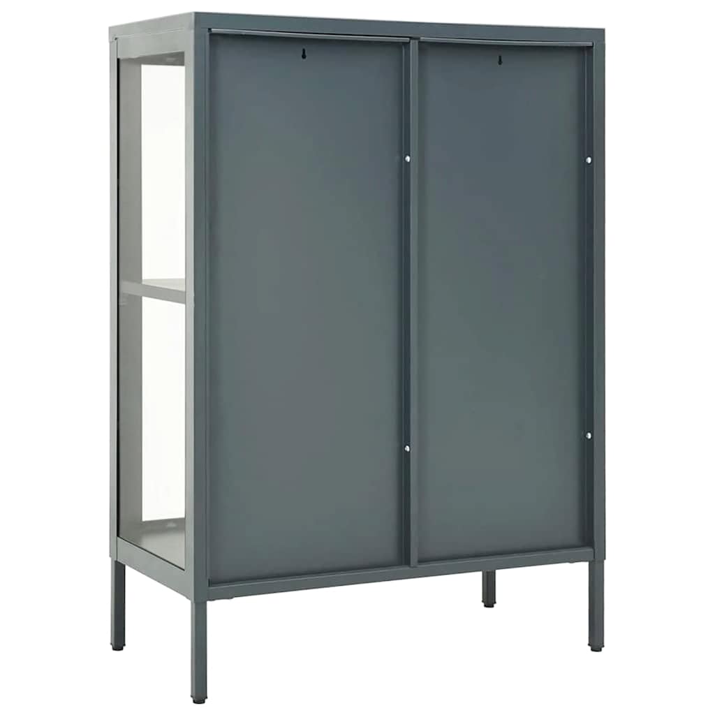 Komoda antracit 75 x 35 x 105 cm od čelika i stakla