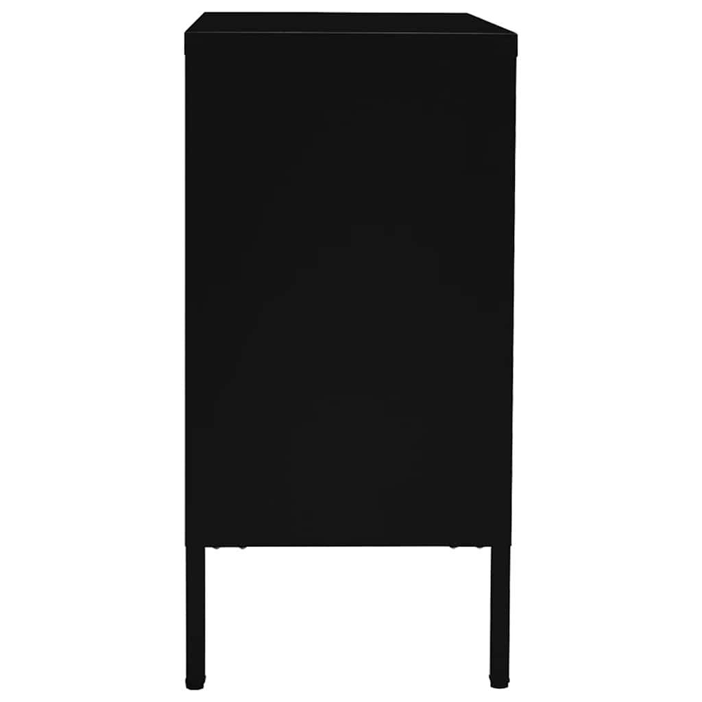 Komoda crna 75 x 35 x 70 cm od čelika i kaljenog stakla