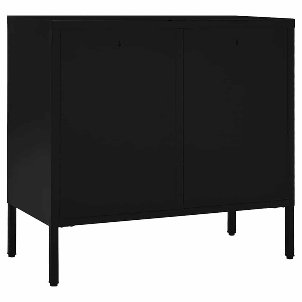 Komoda crna 75 x 35 x 70 cm od čelika i kaljenog stakla