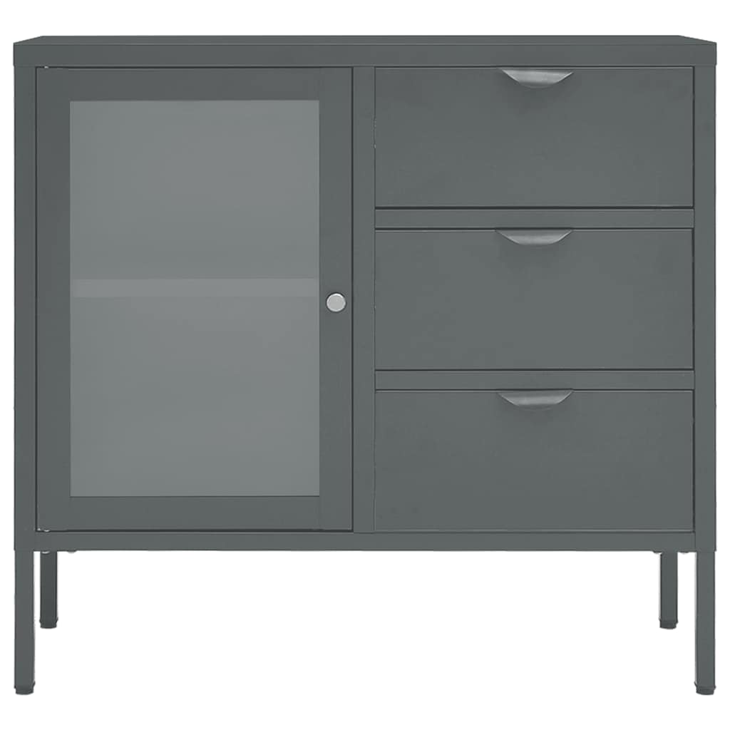 Komoda antracit 75 x 35 x 70 cm od čelika i kaljenog stakla