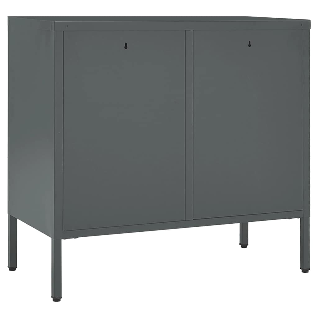 Komoda antracit 75 x 35 x 70 cm od čelika i kaljenog stakla