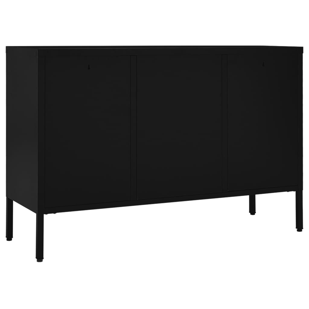 Komoda crna 105 x 35 x 70 cm od čelika i kaljenog stakla
