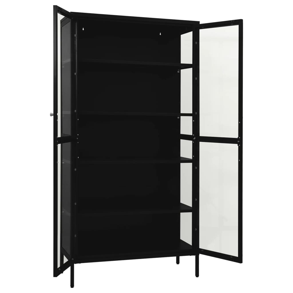 Ormarić za izlaganje crni 90x40x180 cm čelik i kaljeno staklo