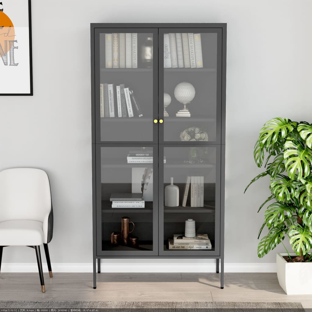 Ormarić za izlaganje antracit 90x40x180 cm čelik/kaljeno staklo