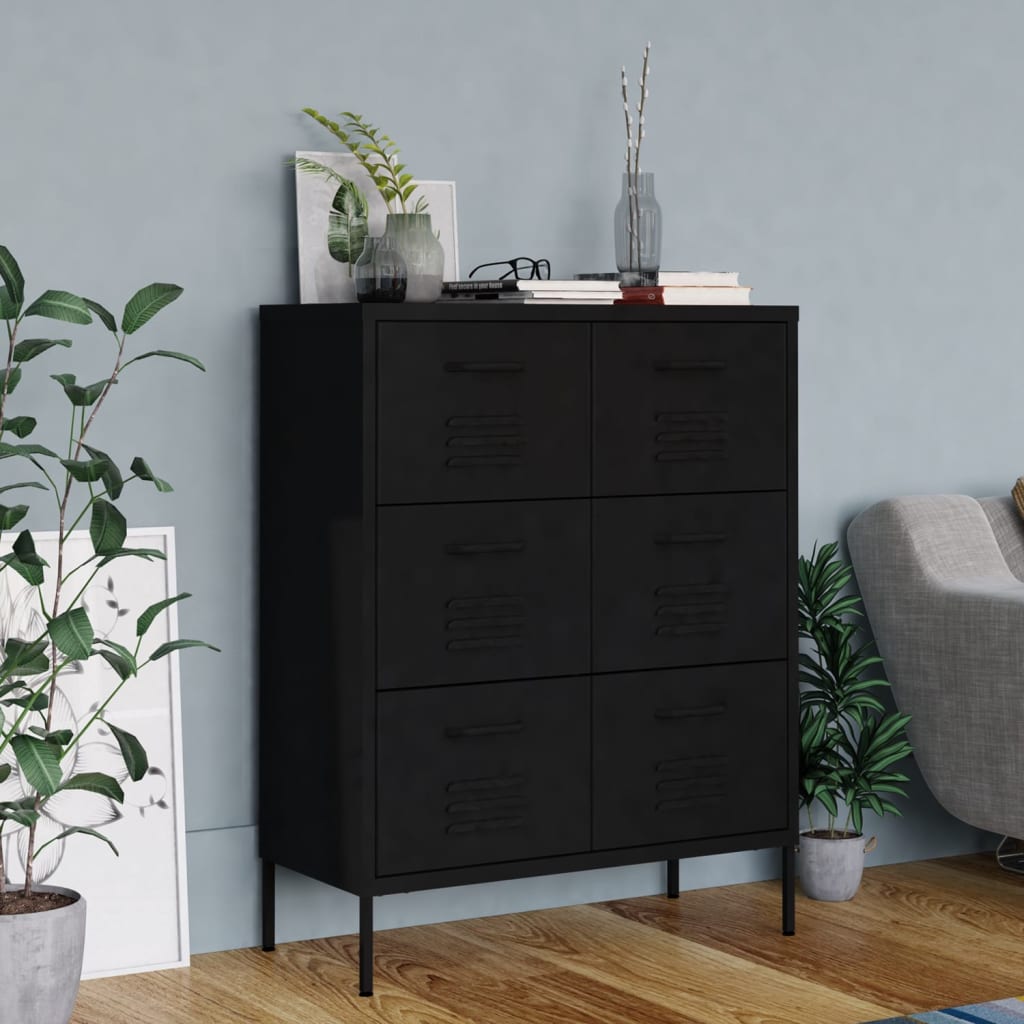 Ladičar crni 80 x 35 x 101,5 cm čelični
