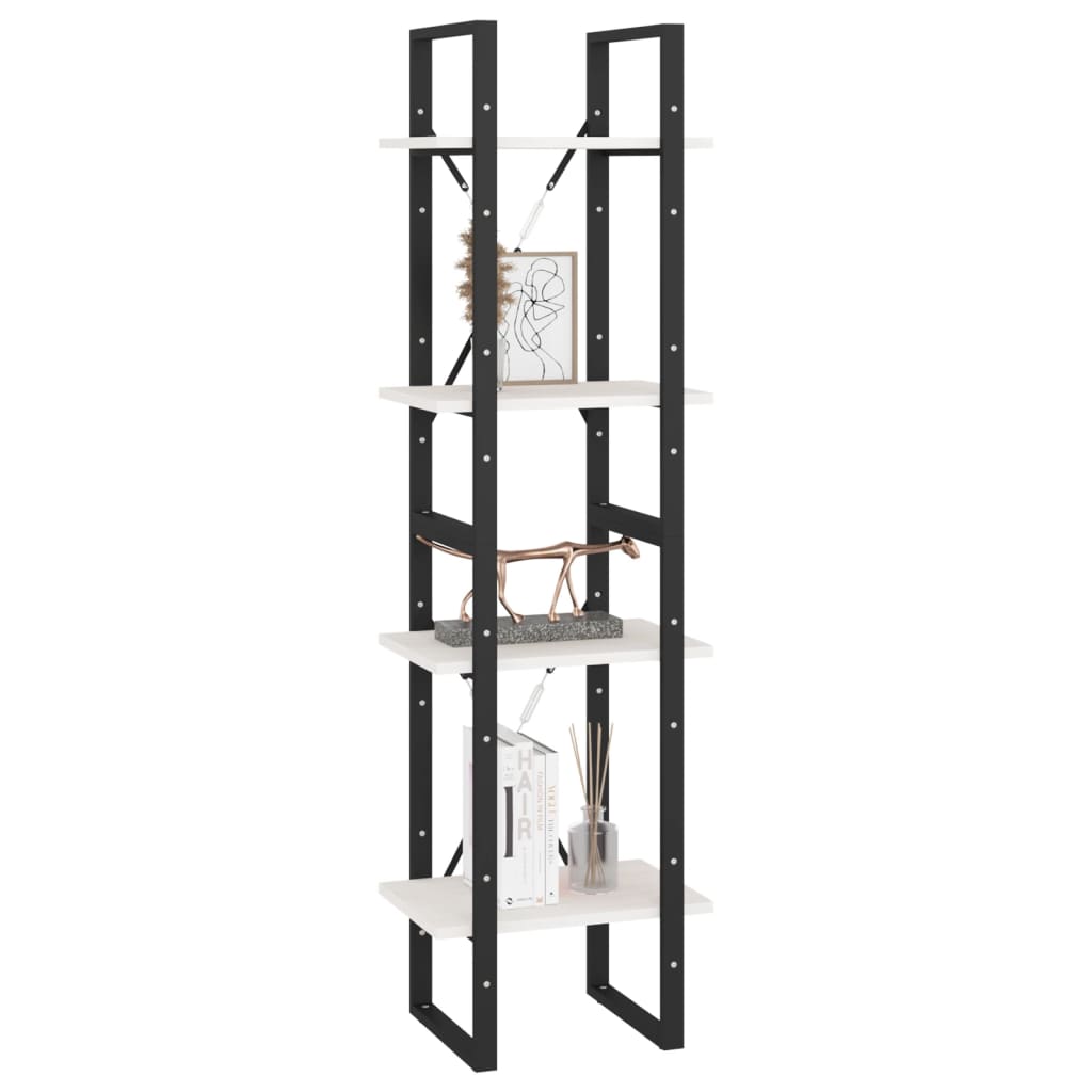 Ormarić za knjige s 4 razine bijeli 40x30x140 cm od borovine