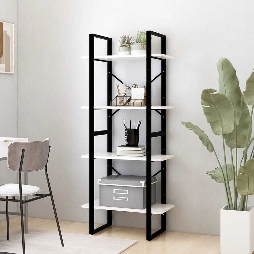 Ormarić za knjige s 4 razine bijeli 60x30x140 cm od borovine
