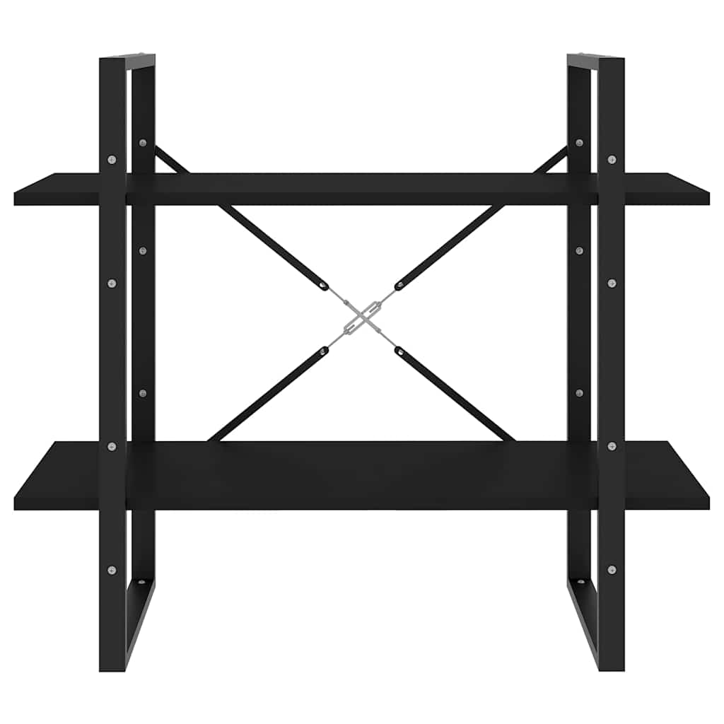 Ormarić za knjige s 2 razine crni 80x30x70 cm konstruirano drvo