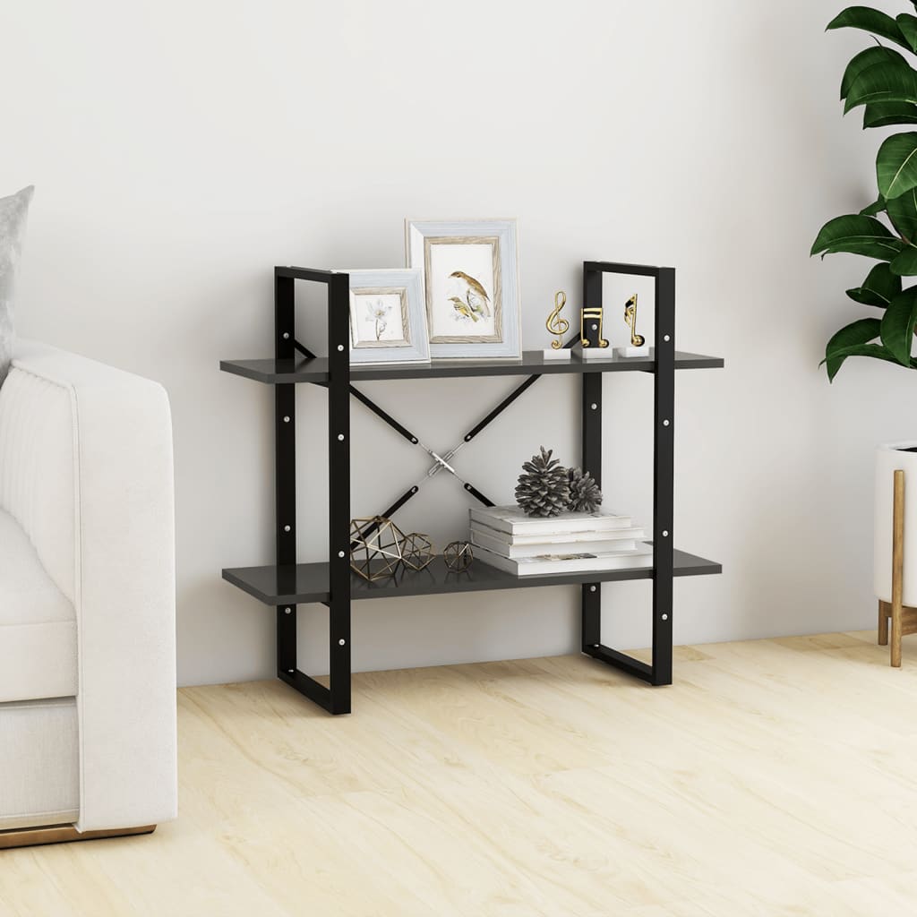 Ormarić za knjige s 2 razine sivi 80x30x70 cm konstruirano drvo