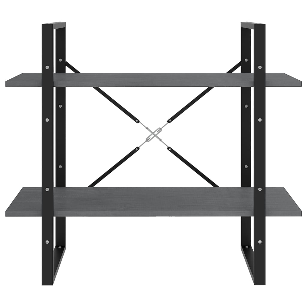 Ormarić za knjige s 2 razine sivi 80x30x70 cm masivna borovina
