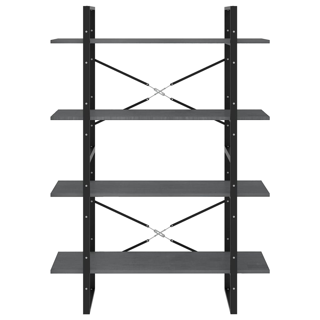 Ormarić za knjige s 4 razine sivi 100 x 30 x 140 cm od borovine