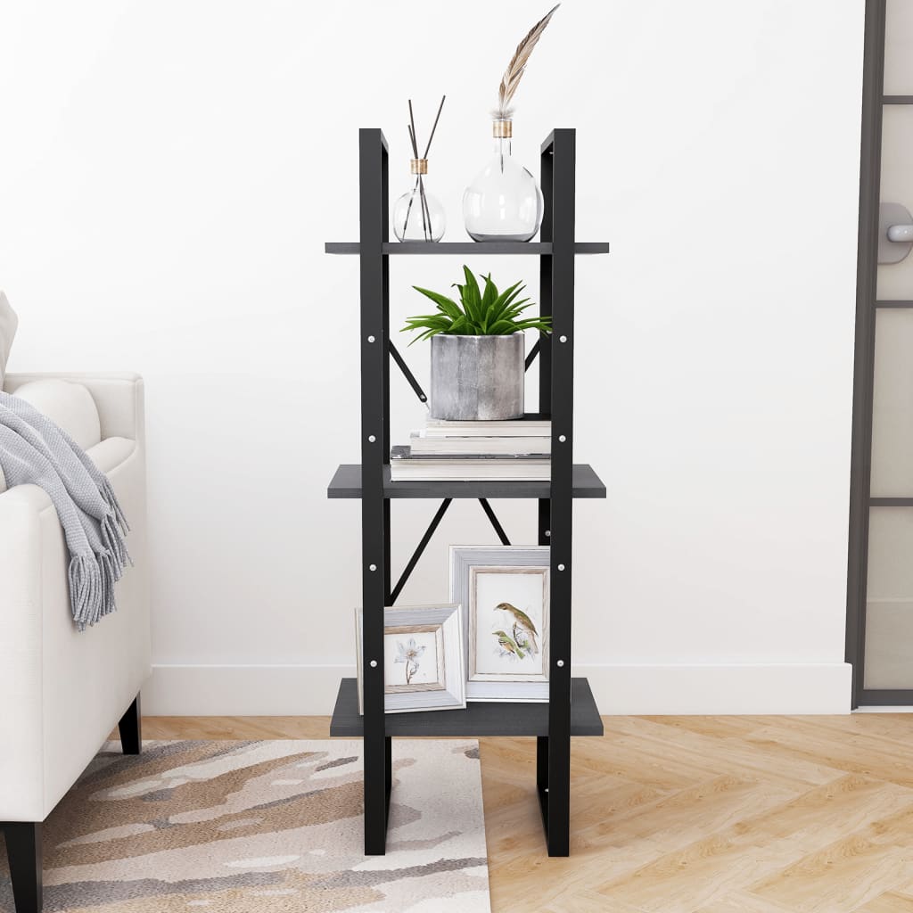 Ormarić za knjige s 3 razine sivi 40 x 30 x 105 cm od borovine