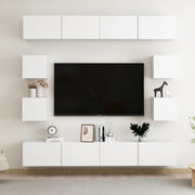 8-dijelni set TV ormarića bijeli od konstruiranog drva