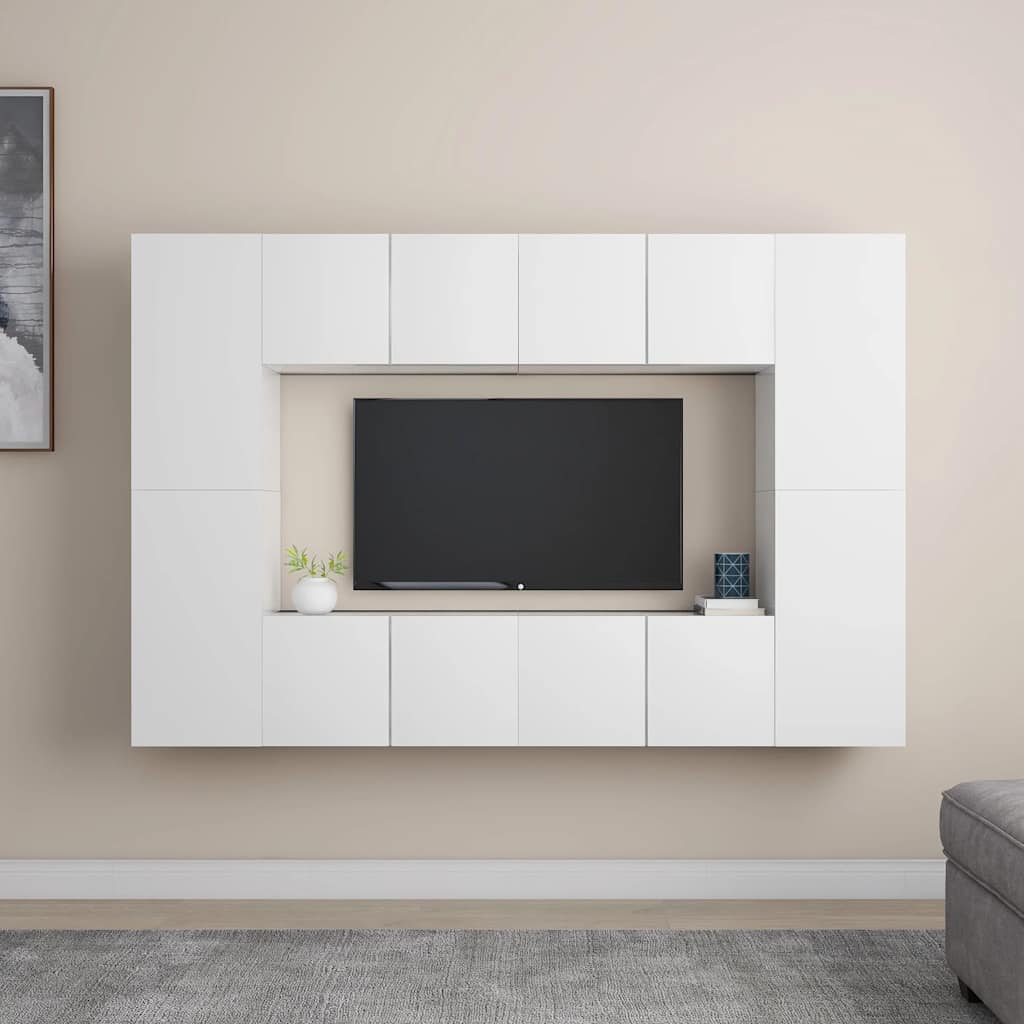 8-dijelni set TV ormarića bijeli od konstruiranog drva