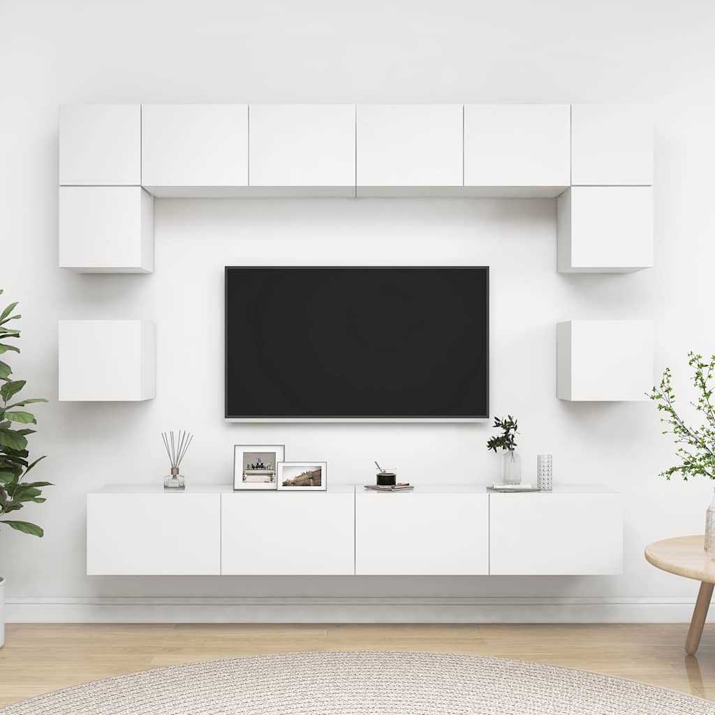 8-dijelni set TV ormarića bijeli od konstruiranog drva