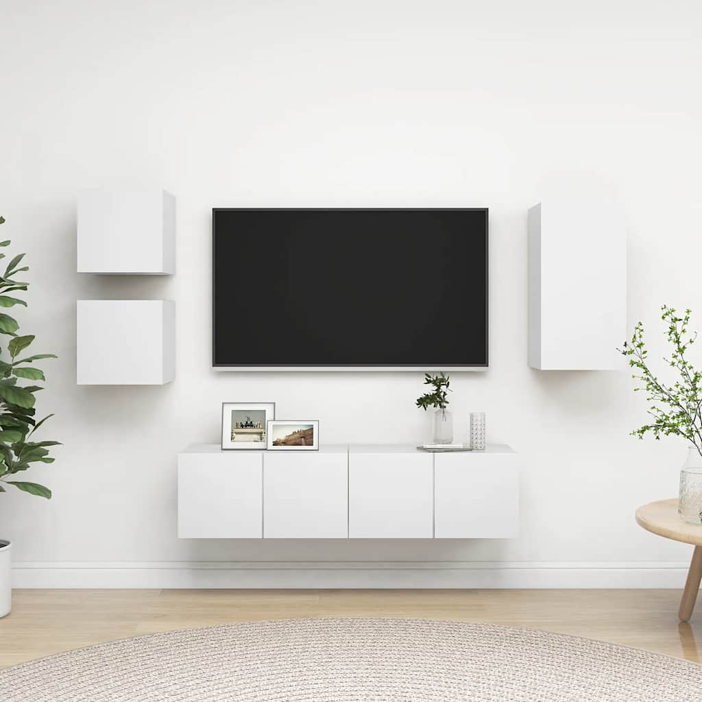 5-dijelni set TV ormarića bijeli od konstruiranog drva