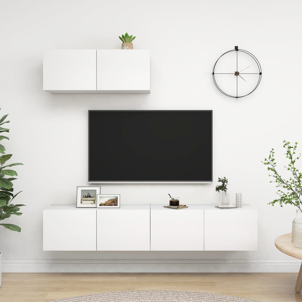 TV ormarići 3 kom bijeli od konstruiranog drva