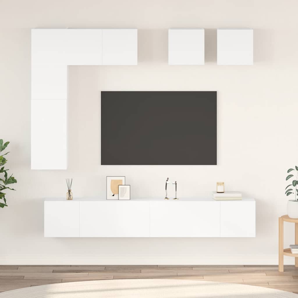 8-dijelni set TV ormarića bijeli od konstruiranog drva