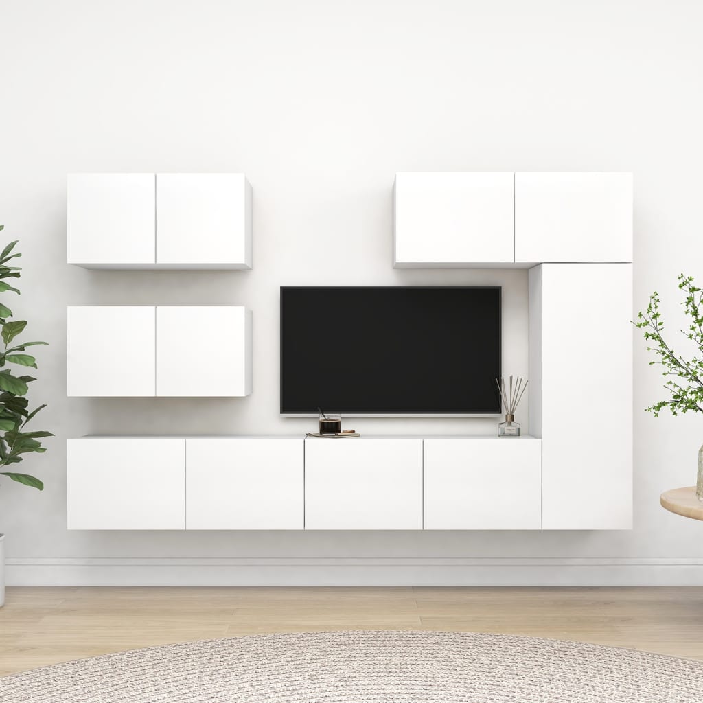 6-dijelni set TV ormarića bijeli od konstruiranog drva