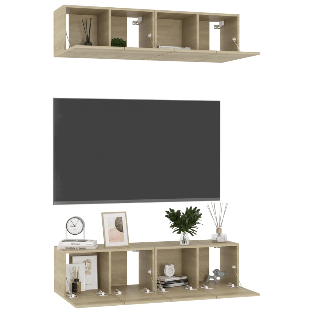 TV ormarići 4 kom boja hrasta 60 x 30 x 30 cm konstruirano drvo