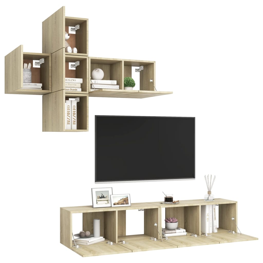 7-dijelni set TV ormarića boja hrasta sonome konstruirano drvo