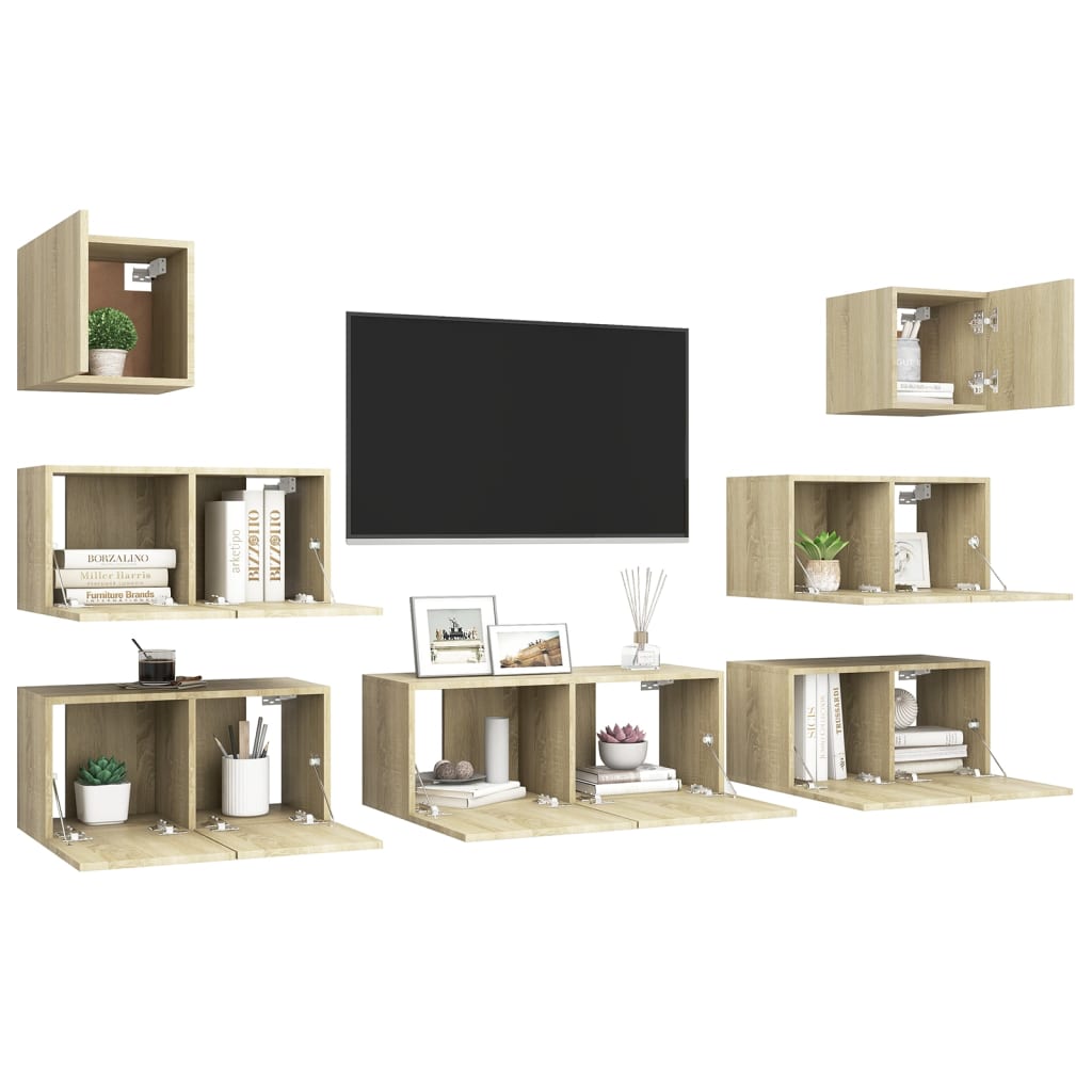 7-dijelni set TV ormarića boja hrasta sonome konstruirano drvo