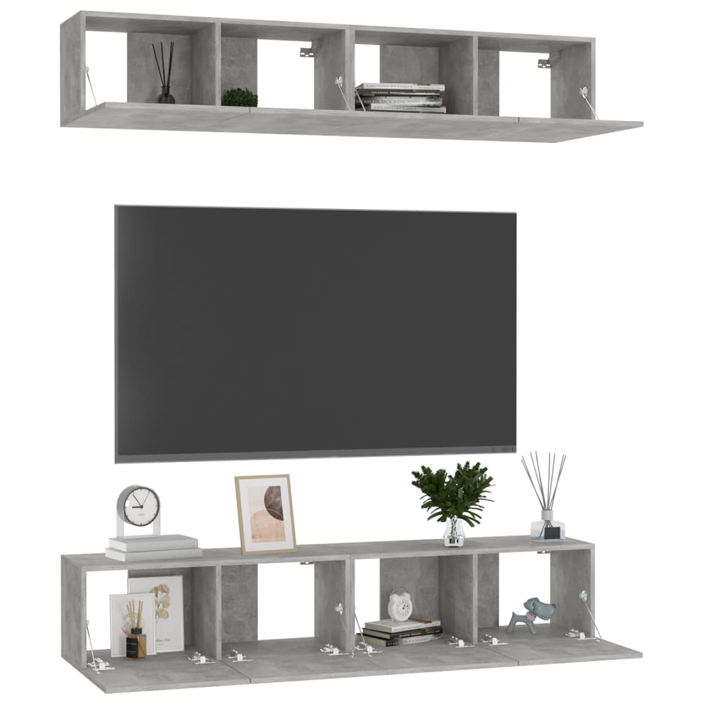 TV ormarići 4 kom boja betona 80 x 30 x 30 cm konstruirano drvo