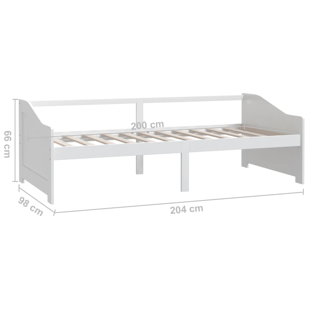 Trosjed / dnevni ležaj bijeli 90 x 200 cm od masivne borovine