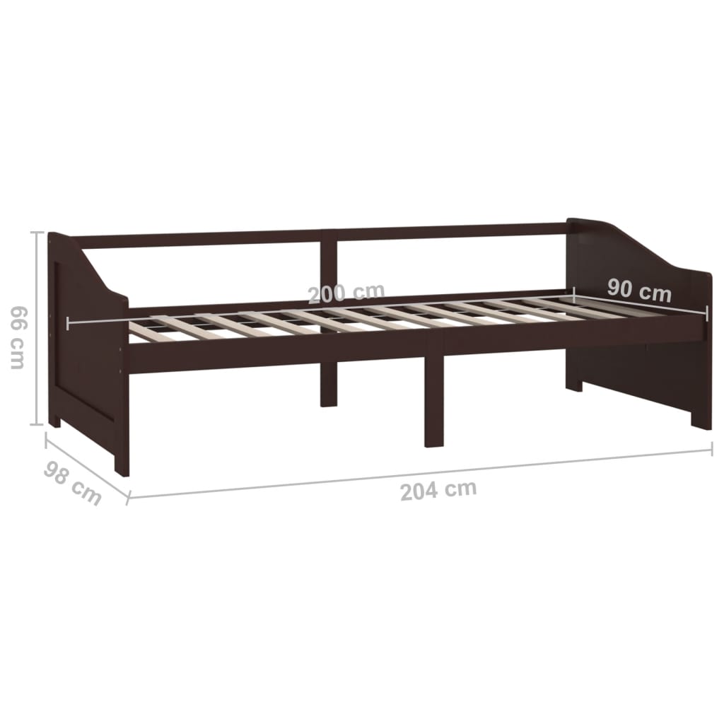Trosjed / dnevni ležaj tamnosmeđi 90x200 cm od masivne borovine