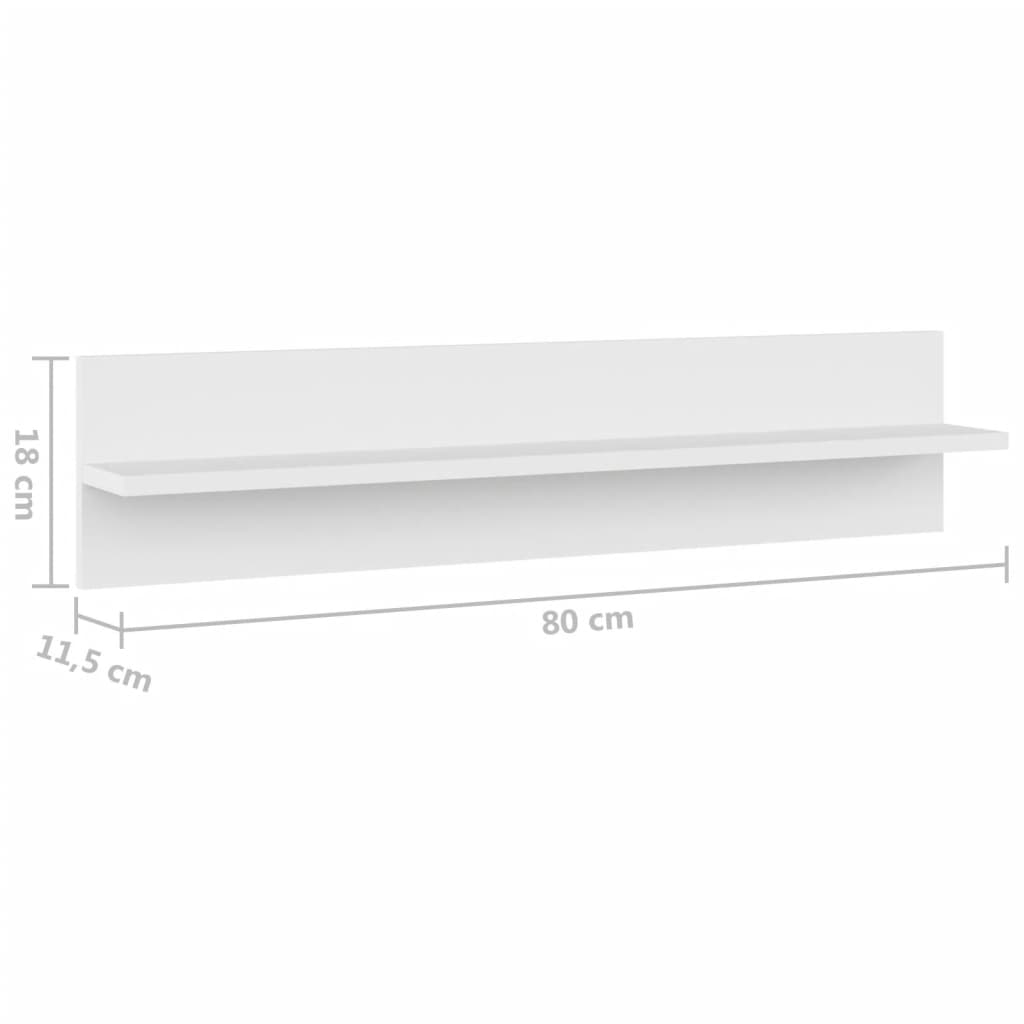 Zidne police 2 kom bijele 80 x 11,5 x 18 cm od iverice