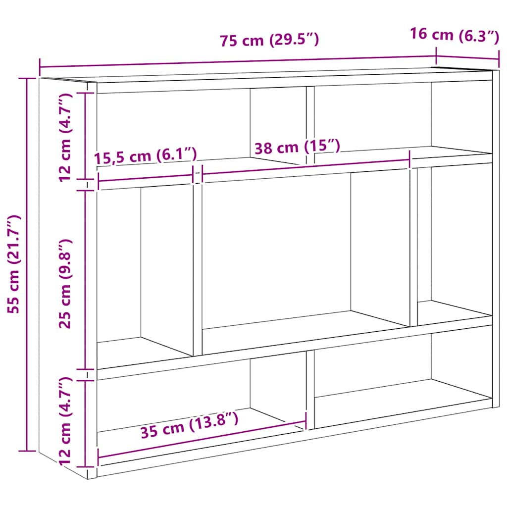 Zidna polica siva boja betona 75 x 16 x 55 cm konstruirano drvo