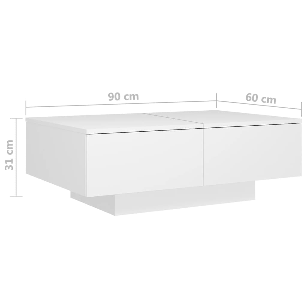 Stolić za kavu bijeli 90 x 60 x 31 cm od konstruiranog drva