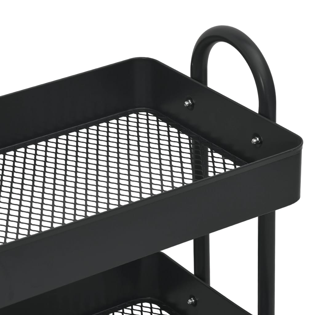 Kolica s 3 razine crna 43 x 34 x 79 cm čelična