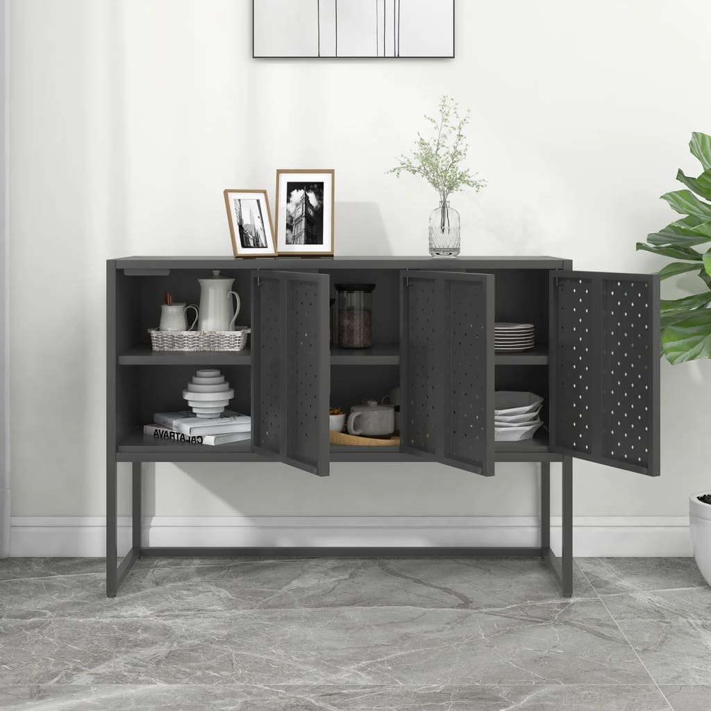 Komoda antracit 105 x 35 x 75 cm čelična