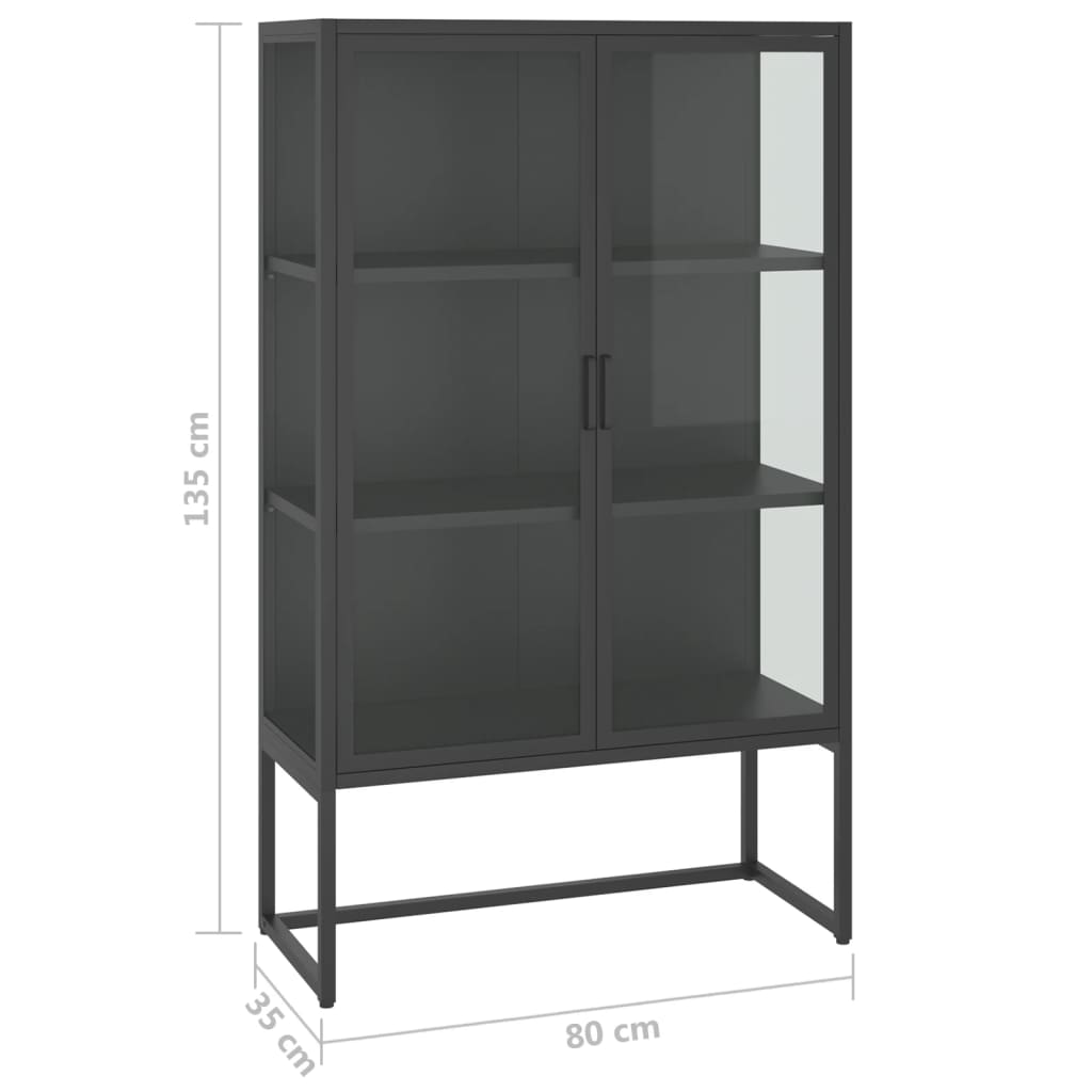 Visoka komoda antracit 80x35x135 cm od čelika i kaljenog stakla
