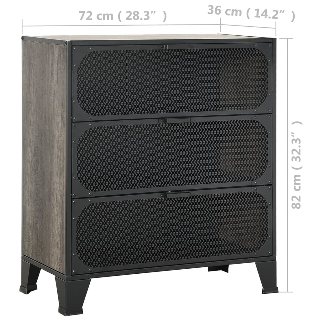 Ormarić za pohranu sivi 72 x 36 x 82 cm od metala i MDF-a