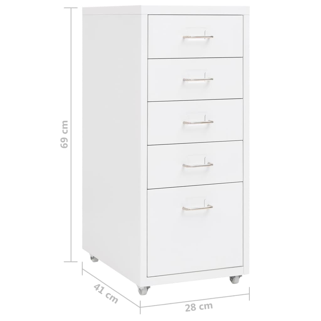 Mobilni ormarić za spise bijeli 28 x 41 x 69 cm metalni
