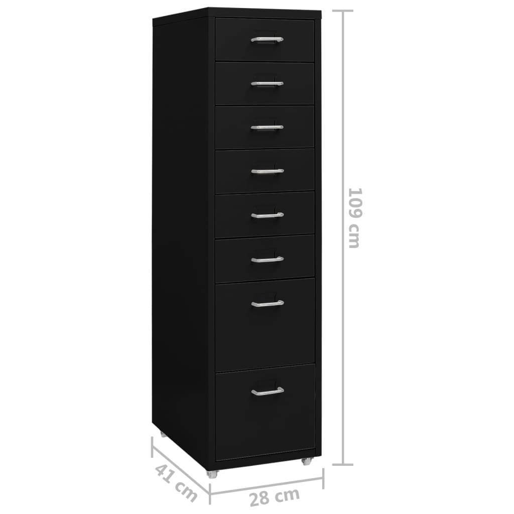 Mobilni ormarić za spise crni 28 x 41 x 109 cm metalni